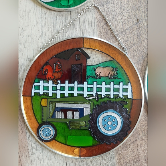 Suncatcher Stained Glass Spoontiques Multicolor Oval Round Hanging Lot Of 4 - Picture 8 of 12